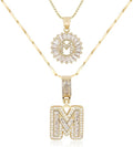 Letter Necklace 14k Gold Plated Bling Dainty Necklaces Trendy Chunky Custom Name Necklace Personalized Round Circle Pendant Zirconia Letters Name Crystal Jewelry Gifts for Women