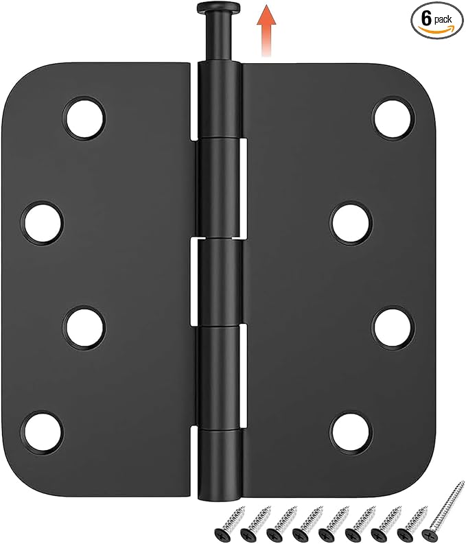 HOSOM 6 Pack Heavy Duty Door Hinges, Matte Black Door Hinges 4X 4 Inch by HOSOM