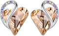 Leafael Infinity love Heart Birthstone Stud Earrings for Women, Valentine's Day Gifts for Mom, Wife, and Her, Silver Plated Birthday Jewelry