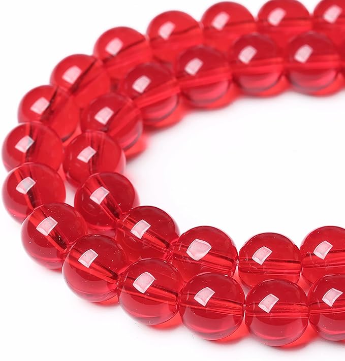 6mm 60pcs Garnet Red Glass Crystal Beads Natural Stone Beads for Jewelry Making Crystal Energy Healing Power Stone Beads DIY Bracelet Necklace Accessories (Red Glass, 6mm)