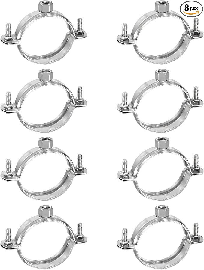 HARFINGTON 8 Pcs Adjustable Pipe Bracket Clamps2" Stainless Steel Wall Ceiling by HARFINGTON