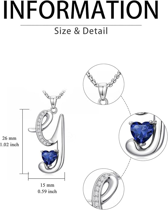 Valentines Day Gifts for Women Alphabet A to Z Initial Birthstone Pendant Necklaces for Women - 18k White Gold Plated Personalized Name Jewelry Valentine Mothers Day Birthday Gifts for Women Her Girlfriend