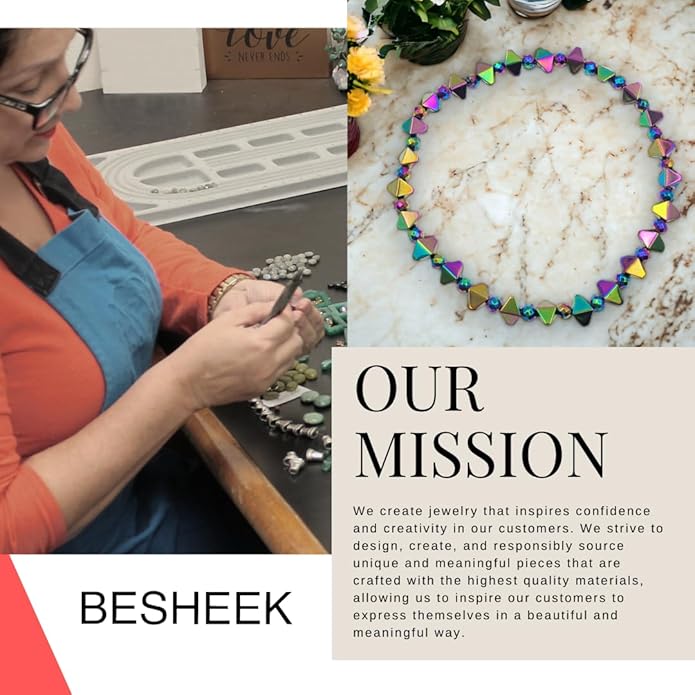 BESHEEK Rainbow Anklet Bracelet Hue Twisted Hematite and Round Artisan Beaded Anklet with Extension Handmade Hypoallergenic Beach Gala Wedding Style Jewelry