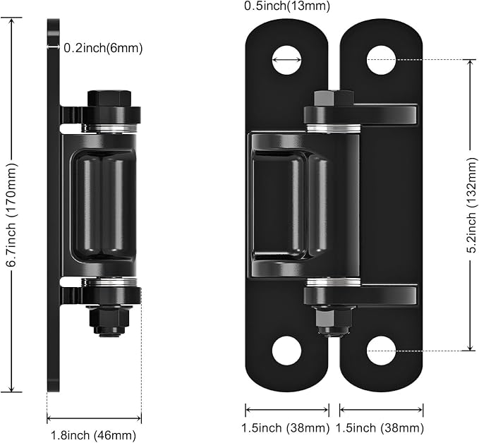 Insaga 6.7'' Heavy Duty Gate Hinges 1100LB Capacity 4PCS of 6mm Steel Hinges - Image 6