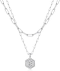 M MOOHAM Valentines Gifts for Women Teen Girls, 14K-Gold-Plated Initial Necklaces for Women Cute Hexagon Letter Initial Necklace Layered Necklaces for Womens Teen Girl Valentines Jewelry Gifts