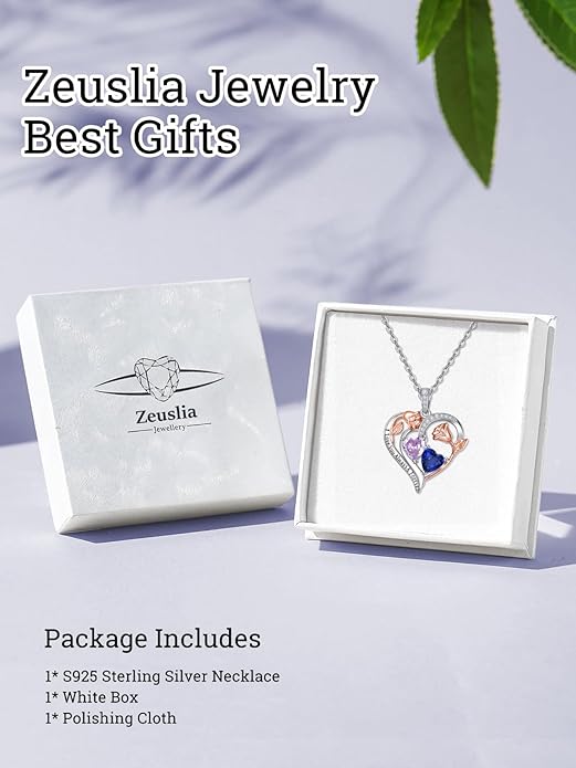 Valentine's Day Gifts for Wife 925 Sterling Silver Double Birthstone Pendant Necklaces I Love You for Always and Forever Necklace Anniversary Birthday Gifts for Wife Girlfriend Mom Her