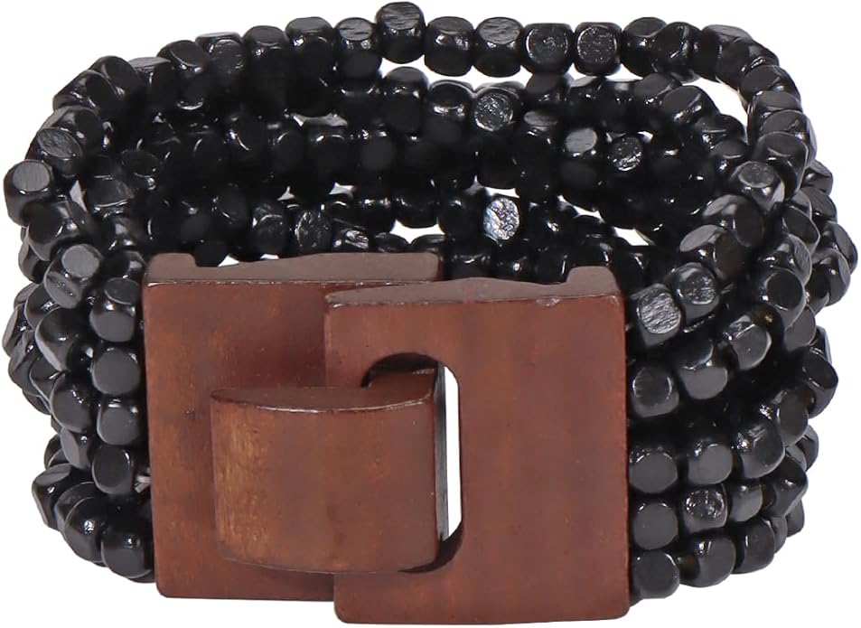Coiris Boho Bangle Bracelets for Women Wooden Beaded Bracelets Chunky Bohemian Beach Bracelets Jewelry for Women