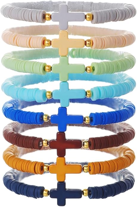 Friendship Bracelets Boho Stackable Bracelets for Women Surfer Heishi Clay Bead Bracelets Stretch Preppy Bracelets Colorful Boho Bracelets for Women