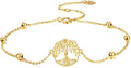 KECHO 14k Yellow Gold Butterfly/Dragonfly/Frog/Sunflower/Daisy/Tree of life/Moon/Clover Bracelet Anklet for Women