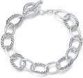 UNY JEWEL Twisted Cable Wire Link Chain Bracelet Two Tone Designer Brand Inspired Women Jewelry Valentine (2 Tone)