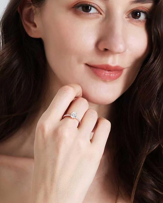 TIGRADE 1.5CT Bridal Ring Sets Oval Cut Cubic Zirconia Wedding Band Curved CZ Engagement Stackable Rings for Women Size 3-12