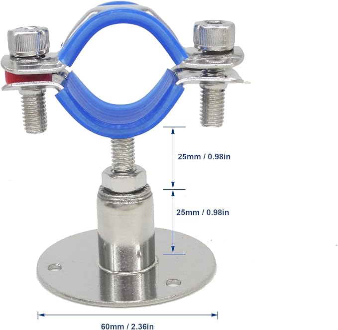 Stainless Steel Adjustable Pipe Clamp Bracket, Heavy-Duty, - Image 2