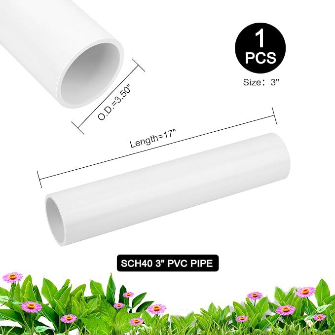 3 Inch PVC Pipe 17" Long White Sch40 Industrial PVC Pipes - Image 3