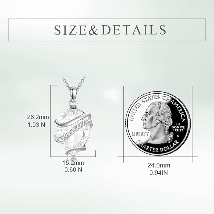 Birthstone Necklace for Women Sterling Silver Teardrop Pendant Necklace Birthday Jewelry Gift for Women