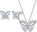 Aurora Tears Butterfly Jewelry,Women 925 Sterling Silver Butterflies Birthstone Pendant Necklace/Earrings/Rings Wedding Gift