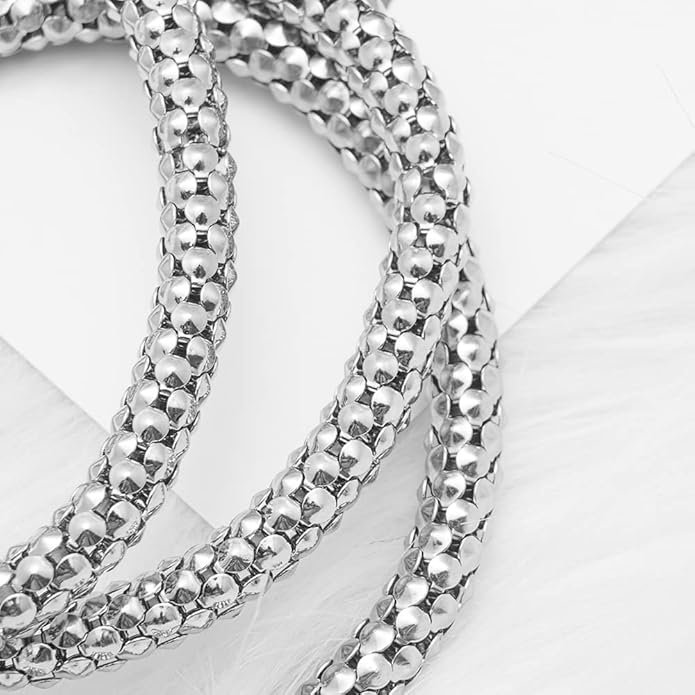 Crystal Charms Multilayer Bracelets - 3PCS Gold/Silver/Rose Gold Corn Chain Bracelet for Women, Tree of Life Heart Shaped Stretch Bracelet