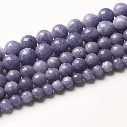 10mm 32pcs Natural Purple Angelite Stone Beads Lavender Gemstone Round Loose Beads for Jewelry Making DIY Bracelet Necklace Earrings 32" 2 Strands