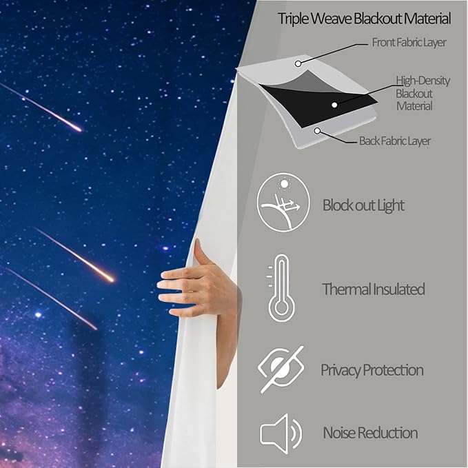 Forest Curtains for Bedroom Living Room Decor, Milky Way Meteor Shower Blackout - Image 6