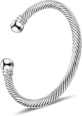Stainless Steel Twisted Cable Wire Bracelets Adjustable Open Cuff Bangle Bracelet Vintage Jewelry Gift for Women