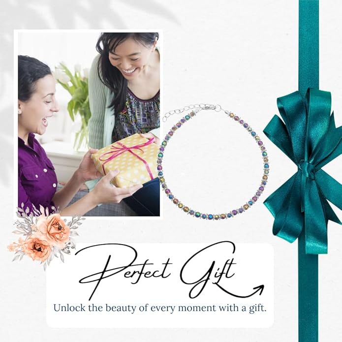 BESHEEK Rainbow Anklet Bracelet Hue Twisted Hematite and Round Artisan Beaded Anklet with Extension Handmade Hypoallergenic Beach Gala Wedding Style Jewelry
