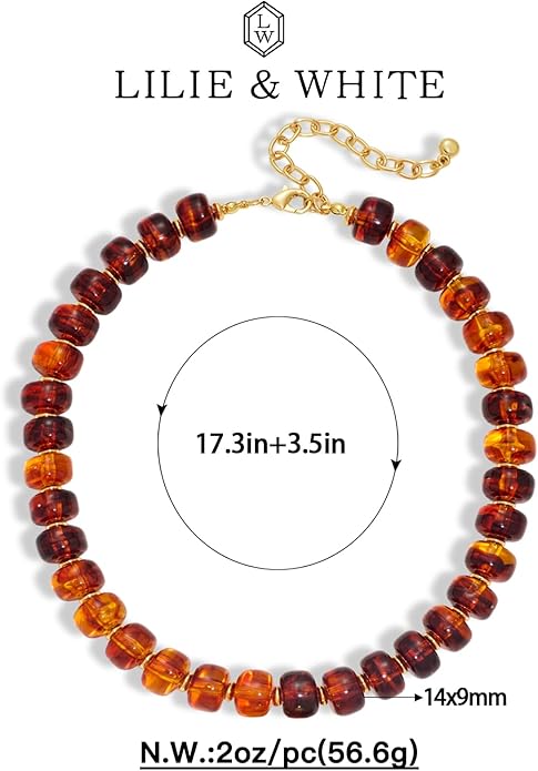 LILIE&WHITE Resin Chunky Beaded Necklace for Women Minimalistic Modern Statement Necklace Jewelry Accessories