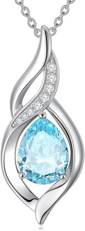 Birthstone Necklace for Women Infinity Necklaces 925 Sterling Silver Teardrop Love Birthday Jewelry Valentines Day Birthday Gifts for Her Mom Wife Girlfriend