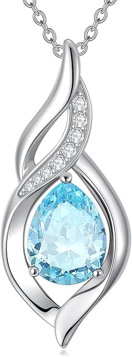 Birthstone Necklace for Women Infinity Necklaces 925 Sterling Silver Teardrop Love Birthday Jewelry Valentines Day Birthday Gifts for Her Mom Wife Girlfriend