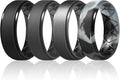 Egnaro Men's Rings 8.5mm Wide-2mm Thick Inner Arc Ergonomic Breathable Rubber Wedding bands-Hypoallergenic for Gym/Outdoor/Gift((1-7 Variety Pack with Half Size)
