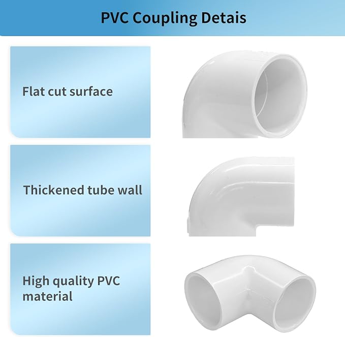 LESSO 8Pack 1/2" 90 Degree PVC Elbow Fittings, 2-Way Right Angle | - Image 4