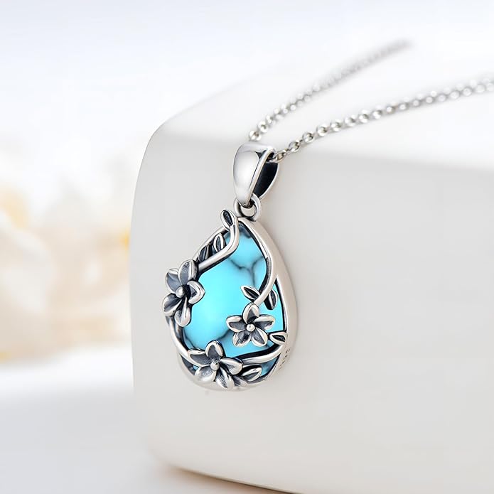 JUSTKIDSTOY Moonstone Necklace 925 Sterling Silver Teardrop Pendant Necklace Jewelry Gifts for Women Girls