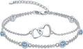 Dorunmo Heart Birthstone Bracelet Anklet for Women 925 Sterling Silver Birthday Jewelry Gifts for Women Wife