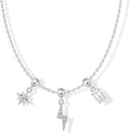 PAVOI 14K Gold Plated Dainty Necklace with Charms Set - Hypoallergenic Adjustable Chain Gold Charm Necklace for Women - Small Motif & Mantra 2 and 3-Pack Removable Pendants - Cute Jewelry Gifts
