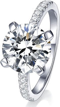 IMOLOVE Solitaire Moissanite Engagement Ring, 1CT D Color VVS1 Clarity, 925 Sterling Silver with 18K White Gold Plated, Ideal Gift for Women