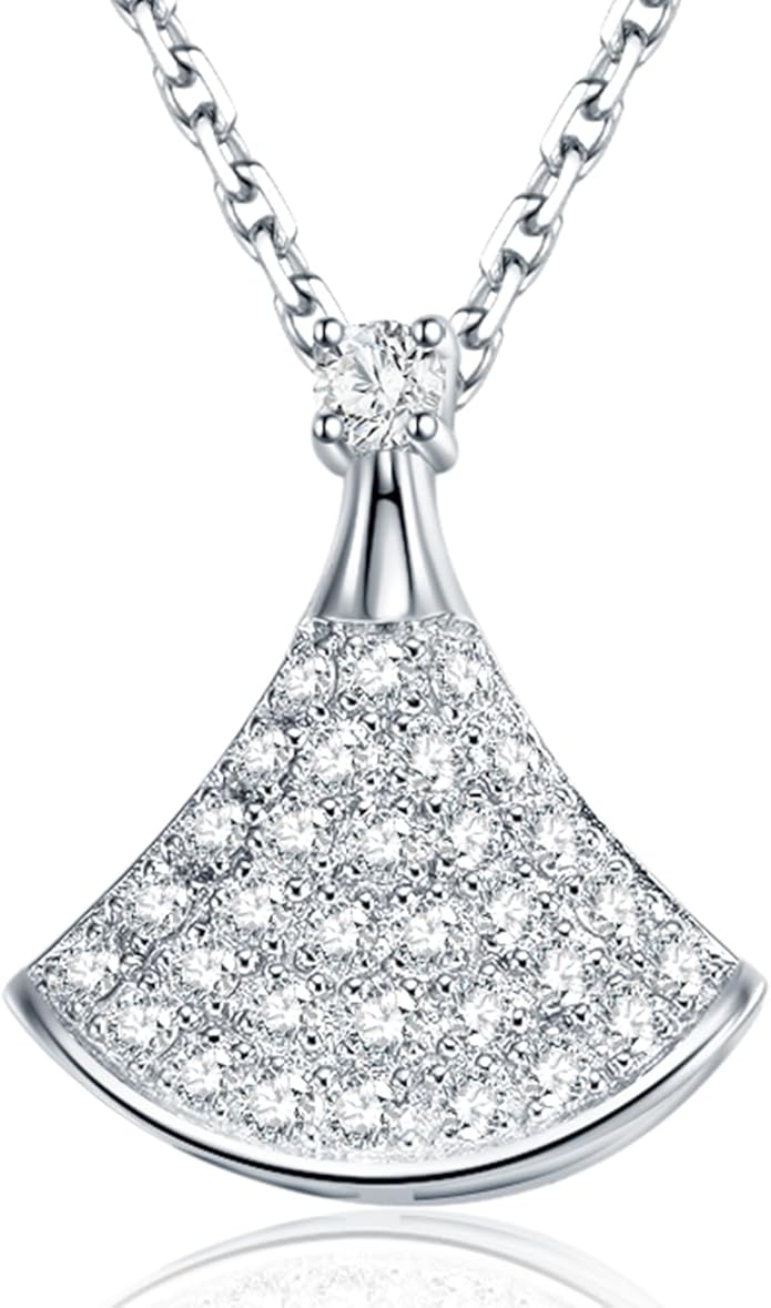 Lab Grown Diamond Necklace, Solid 925 Sterling Silver with Round Cut, Fine Jewelry for Women Anniversary Birthday Valentine’s Day Gifts