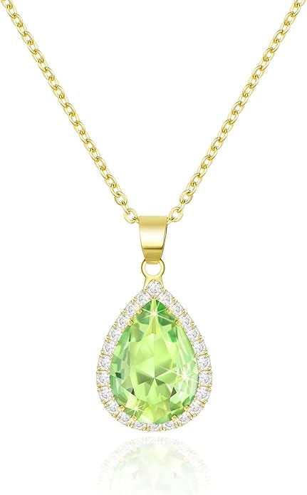 Linawe Crystal Chain Necklace for Women Trendy, Imitation Diamond Pendant, Statement Cubic Zirconia Boho Jewelry Set, 14K Gold/Rose Gold/Silver Birthstone Necklace