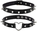 Eigso Vintage Punk Goth Studded Rivet Pu Leather Collar Choker Necklace with Spikes Adjustable