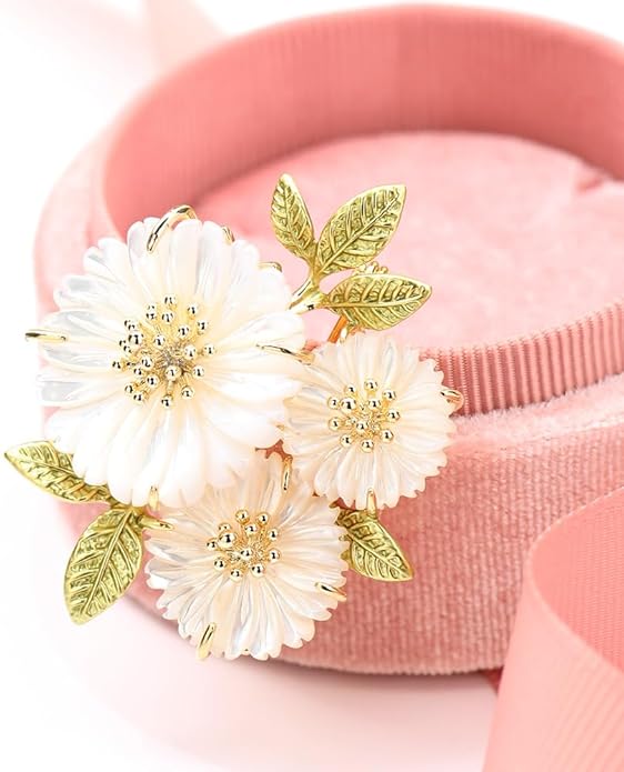 Flower Floral Brooch Pin Pearl Rhinestone Crystal Brooches Pins Scarf Brooch Clip Christmas Lapel Pin Dress Accessories for Women