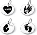 SM Design Pregnancy & New Baby Charm Set – Set of 4 Meaningful Stainless Steel Charms – Great for Crafting, Making Bracelets and Necklaces - Meaningful Keepsake Charms for Expecting & New Moms