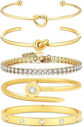 18 K Gold Plated Love Bangle Bracelet Stack Cuff Jewelry for Women Jewelry Set for Women Gift with Box
