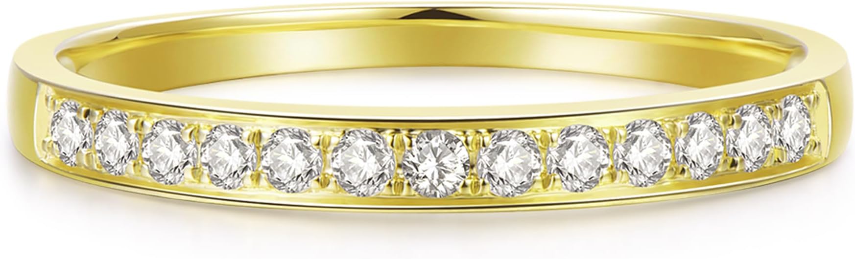 14K Gold Moissanite Wedding Bands, Womens Wedding Band Ring, 2mm Stacking Rings, 14K Gold Moissanite Eternity Band