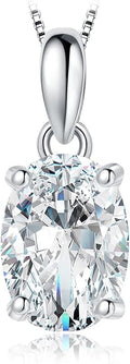JewelryPalace Oval Cut 1ct 2ct Cubic Zirconia Solitaire Pendant Necklace for Women, 925 Sterling Silver Necklaces for Her, Classic Simulated Diamond Jewelry Set Gift, 18 Inches Chain