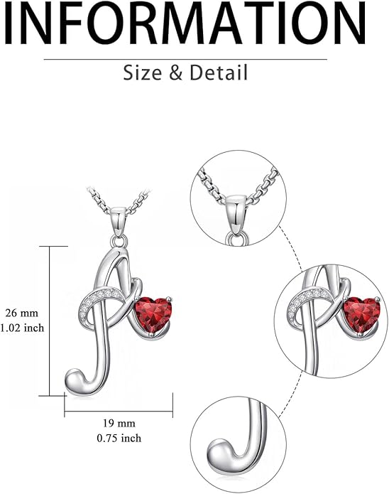 Valentines Day Gifts for Women Alphabet A to Z Initial Birthstone Pendant Necklaces for Women - 18k White Gold Plated Personalized Name Jewelry Valentine Mothers Day Birthday Gifts for Women Her Girlfriend