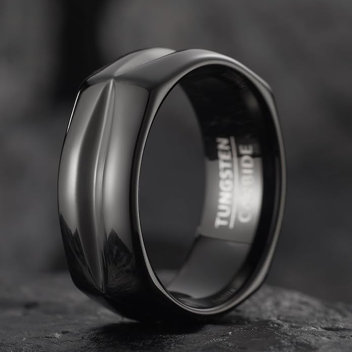 | Split-Face Band - 8mm Wide Precisionist Tungsten Ring for Men & Women | Wedding & Commitment
