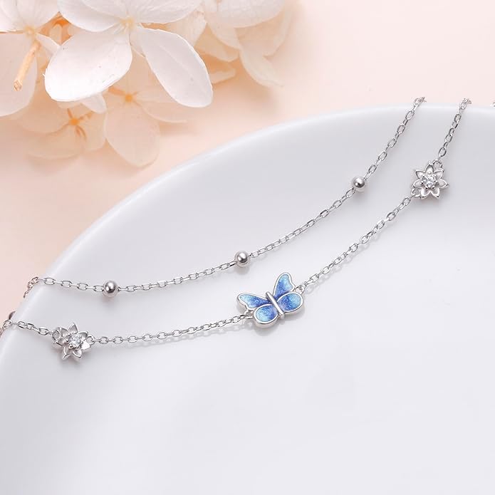 S925 Sterling Silver Ankle Bracelets Anchor/infinity/Starfish Anklet for Women Blue Opal Moonstone Anklet Foot Chain Beach Anklets Jewelry
