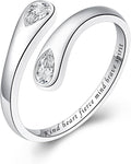 Fookduoduo 925 Sterling Silver Ring Inspirational Jewelry adjustable Wrap Open Rings for Women