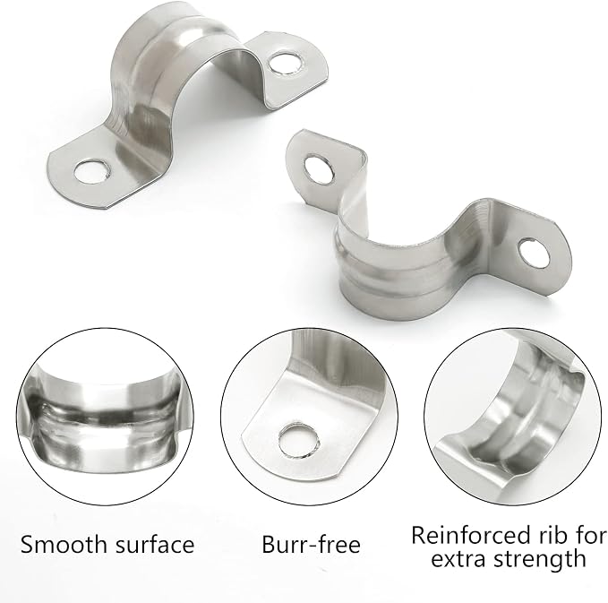 M12 Conduit Clamps, Stainless Steel Cable Clamp, Rigid Pipe Strip, Hanger - Image 3