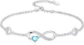 Dorunmo Infinity Heart Anklet Bracelet for Women 925 Sterling Silver Adjustable Infinity Birthstone Bracelet Friendship Jewelry Gifts for Women Birthday Christmas