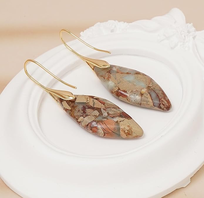 Natural Stone Earrings Multishape Dangle Drop Earrings Boho Stone Earring for Women