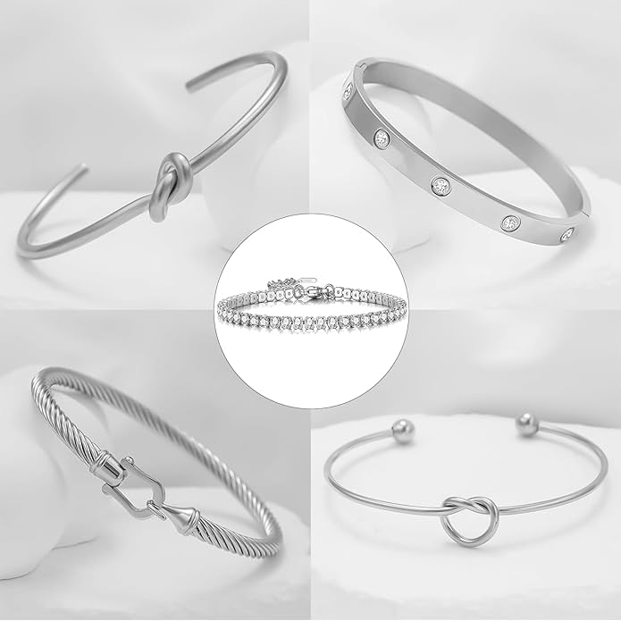 18 K Gold Plated Love Bangle Bracelet Stack Cuff Jewelry for Women Jewelry Set for Women Gift with Box