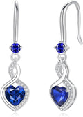 FANCIME Heart Infinity Dangle Drop Earrings 925 Sterling Silver Heart Gemstone Birthstone Earring